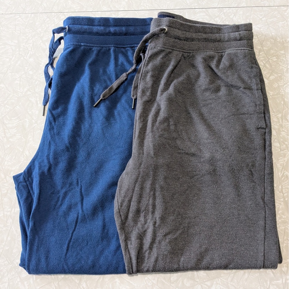 GAP Mens Medium 2 Pack Lightweight Joggers Blue Gray Cotton Blend Lounge Pants